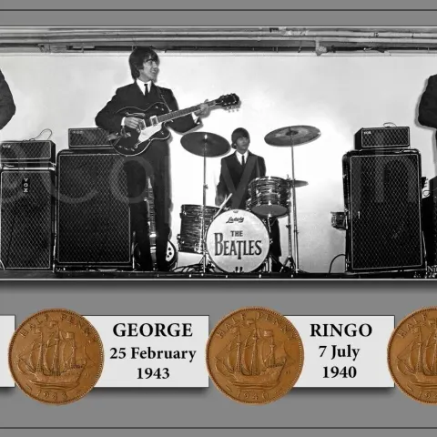 Beatles Original Birth Years The Fab Four Metal Art Coin Gift Set