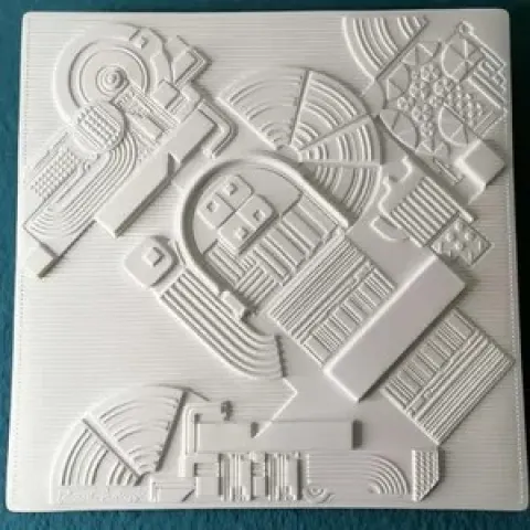 Sir Eduardo Paolozzi,CBE,RA (1924-2005) Mural Plaque, Abstract Architectural Biscuit Porcelain, 1978