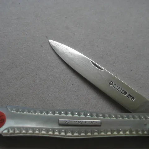 Victorian Mother of Pearl Hafted Silver Bladed Folding Fruit Knife