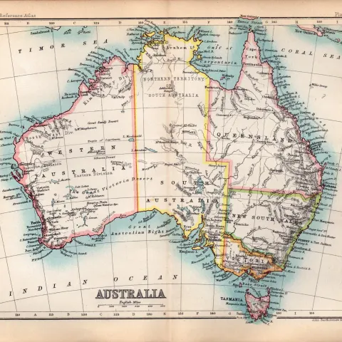 Australia Double Sided Antique 1896 Map.
