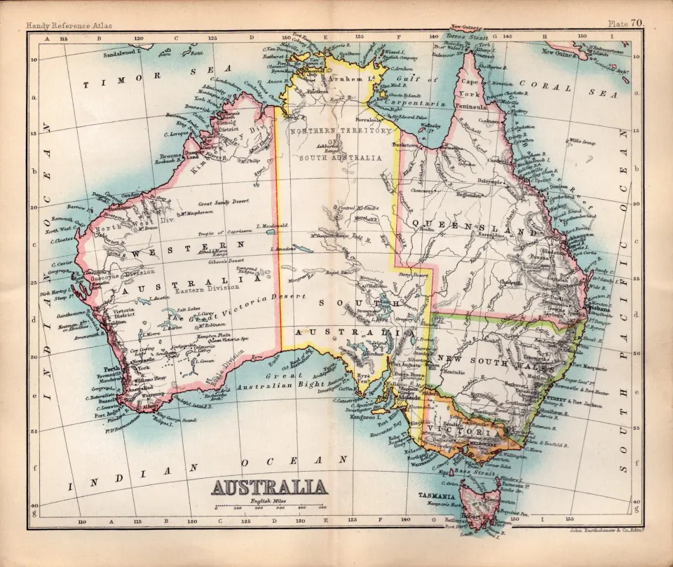 Australia Double Sided Antique 1896 Map.