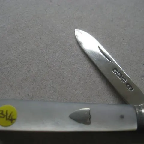 George V Mother of Pearl Hafted Silver Bladed Folding Fruit Knife