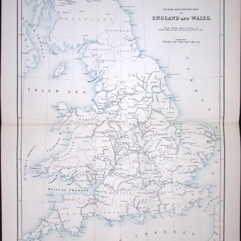 England & Wales Navigation 150 Years-Old Coloured Antique 1875 Map-19