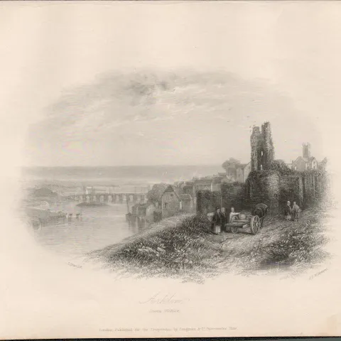 Arklow Town Co Wicklow 1837-38 Victorian Antique Engraving.