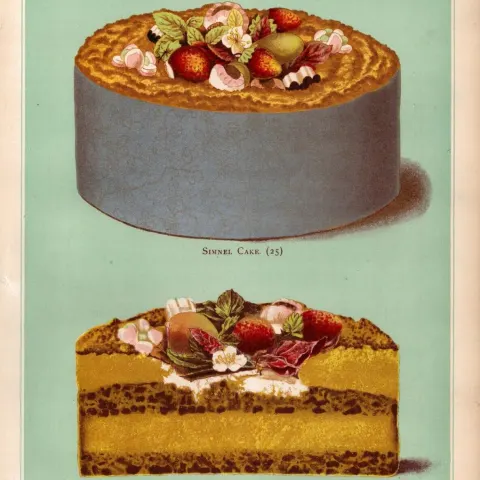 Simnel Cake T. Percy Lewis & A.G Bromley Antique Chromolithograph Print.