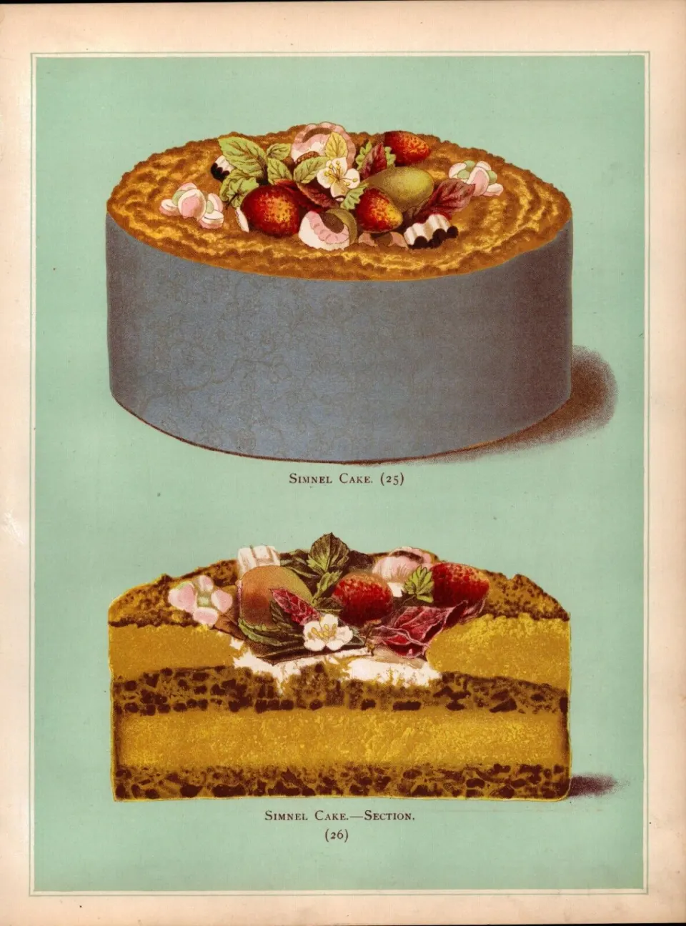Simnel Cake T. Percy Lewis & A.G Bromley Antique Chromolithograph Print.