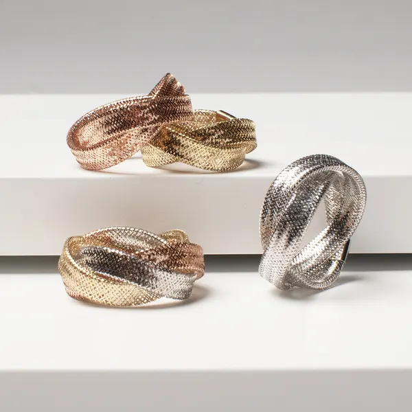 NEW!! Maestro Collection - 9K Tricolour Gold Stretchable Mesh Ring