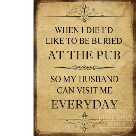 When I Die My Husband Funny Large Metal Wall Art.