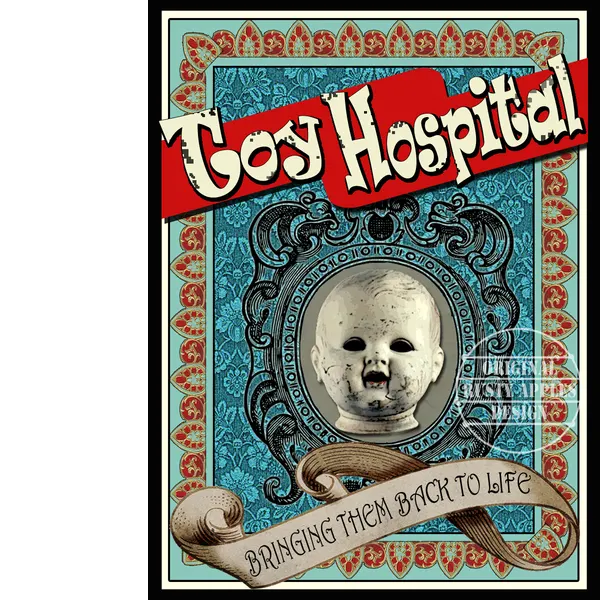 Victorian Macabre  Creepy "Toy Hospital" Metal Wall Art