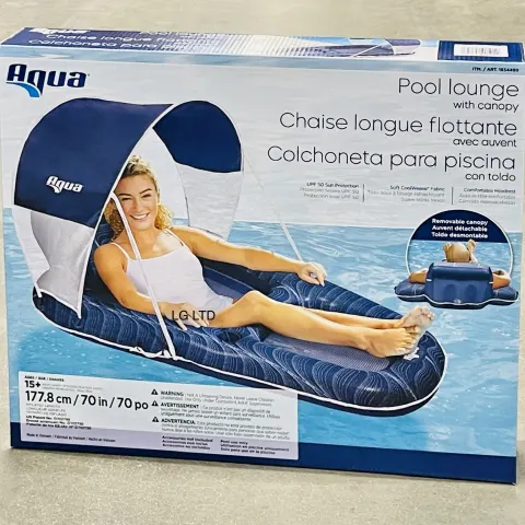 Aqua Luxury Inflatable Luxury Pool Lounger With Canopy New Sealed Box RRP £68