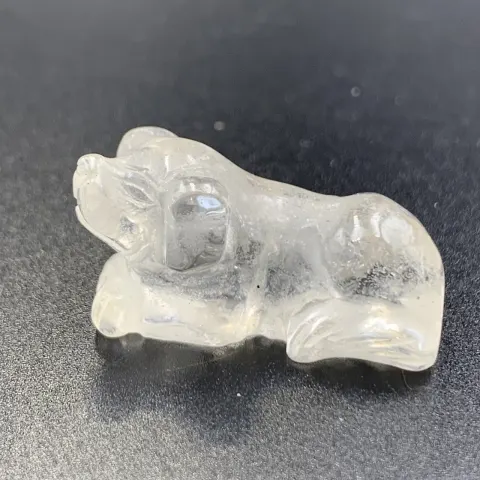 32.75 Cts Natural Hand Carved Clear Quartz Dog