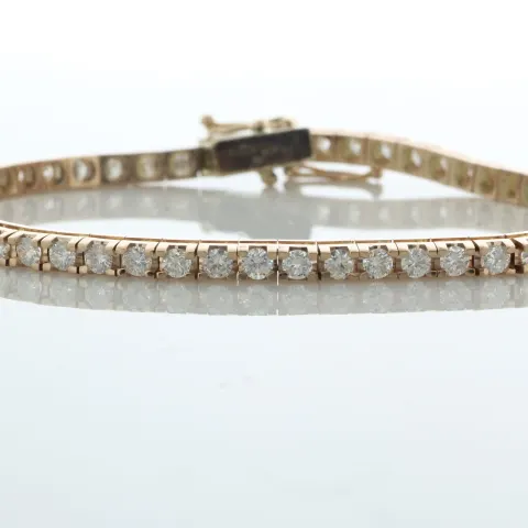 18ct Rose Gold Tennis Diamond Bracelet 3.04 Carats