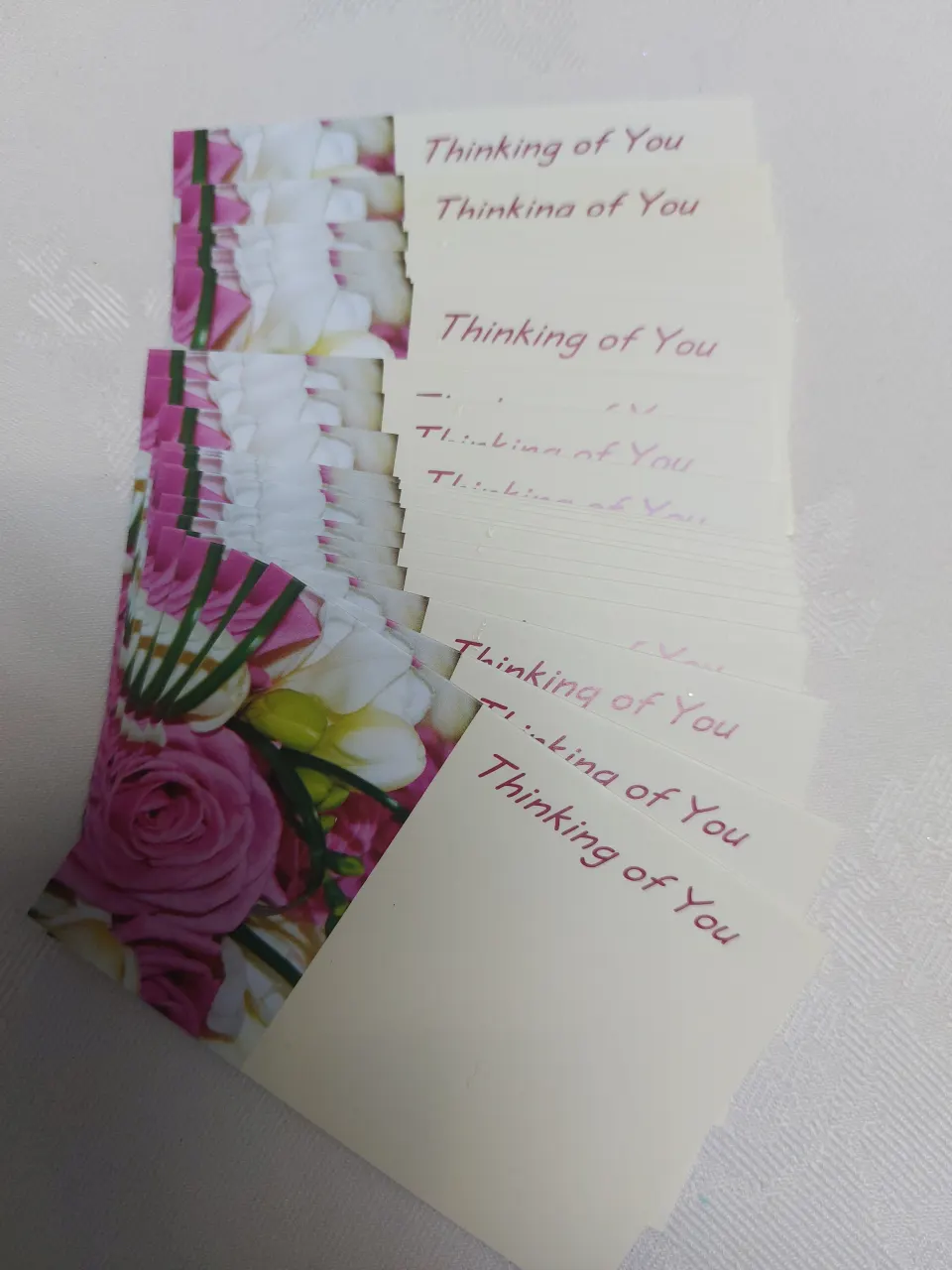 box of small cards for flowers, gifts etc.  3 designs.  Approx 60 cards