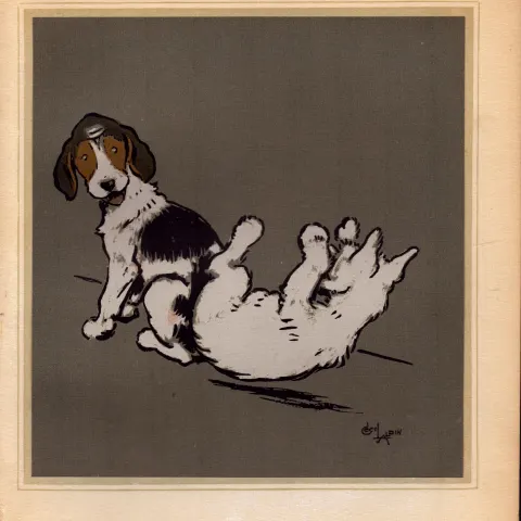 Cecil Aldin Merry Party Rare Antique Book Plate  “Playful Tumble”