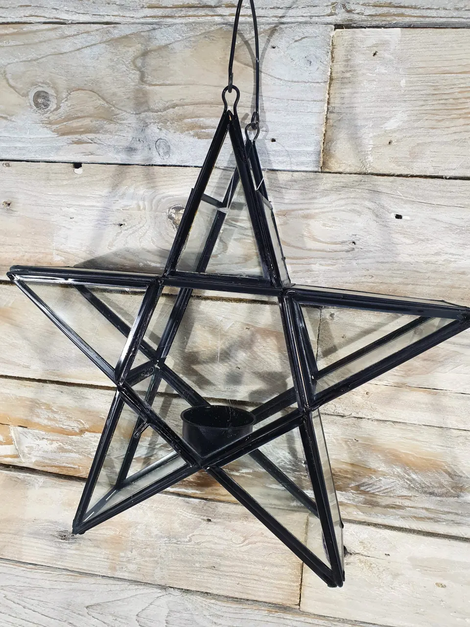 Metal and glass, star candle hanger, from John Lewis. 26cm x 26cm