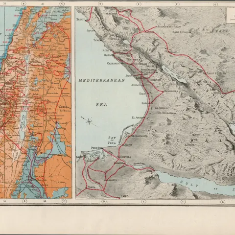 WW1 Palestine & Surrounding Areas Antique Map 1922.