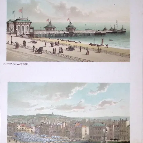 Brighton The Steyne & The West Pier Victorian Antique Double Print-26