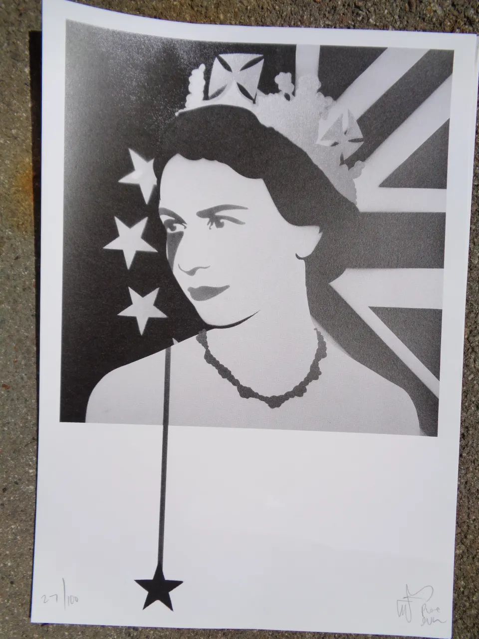 Pure Evil Signed Limited Edition Art Car Boot Fair x/100 50 x 35cm Queen Elizabeth