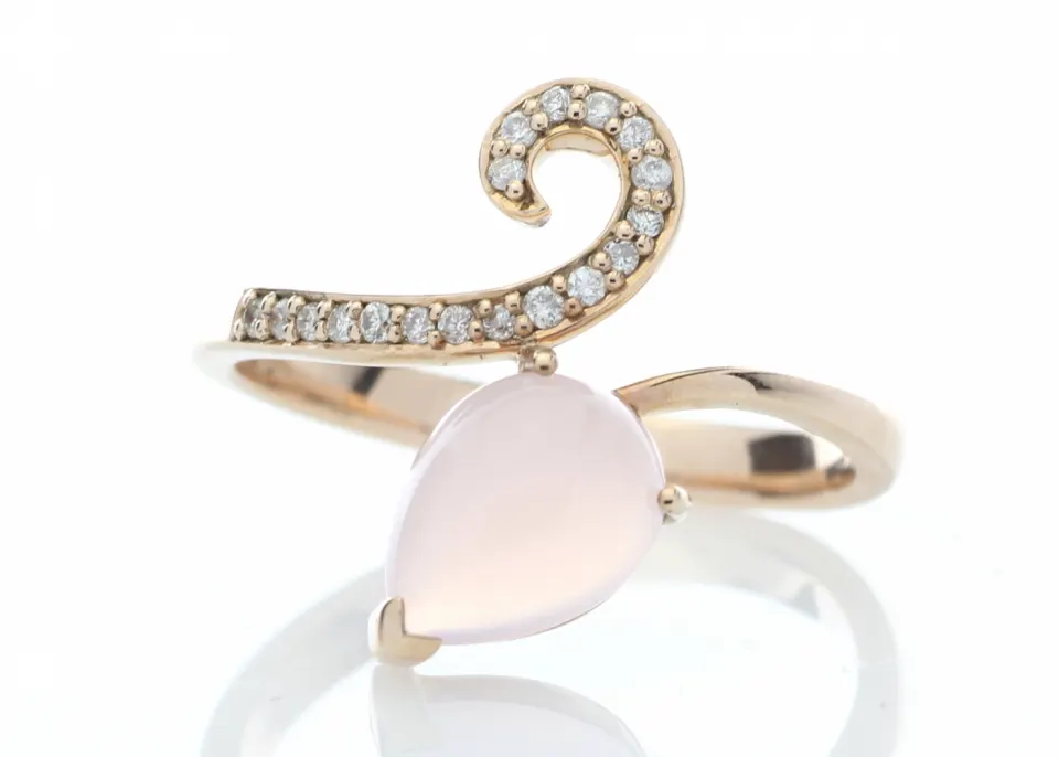 9ct Rose Gold Ladies Dress Diamond And Rose Quartz Ring (0.63) 0.09