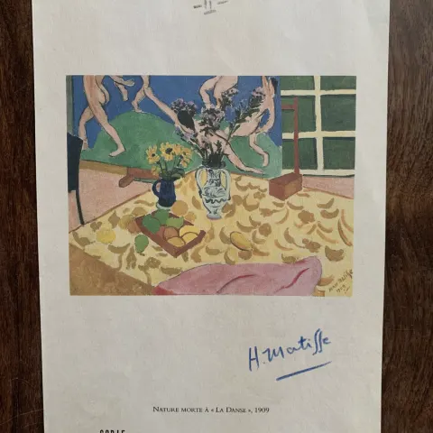 A Signed Print By Henri Matisse Entitled "Nature Morte A La Danse" From 1909