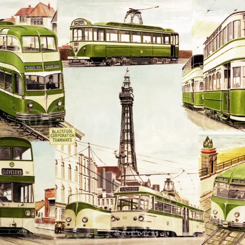 Blackpool Trams Though The Years Vintage Transport Of The Past Metal Wall Art