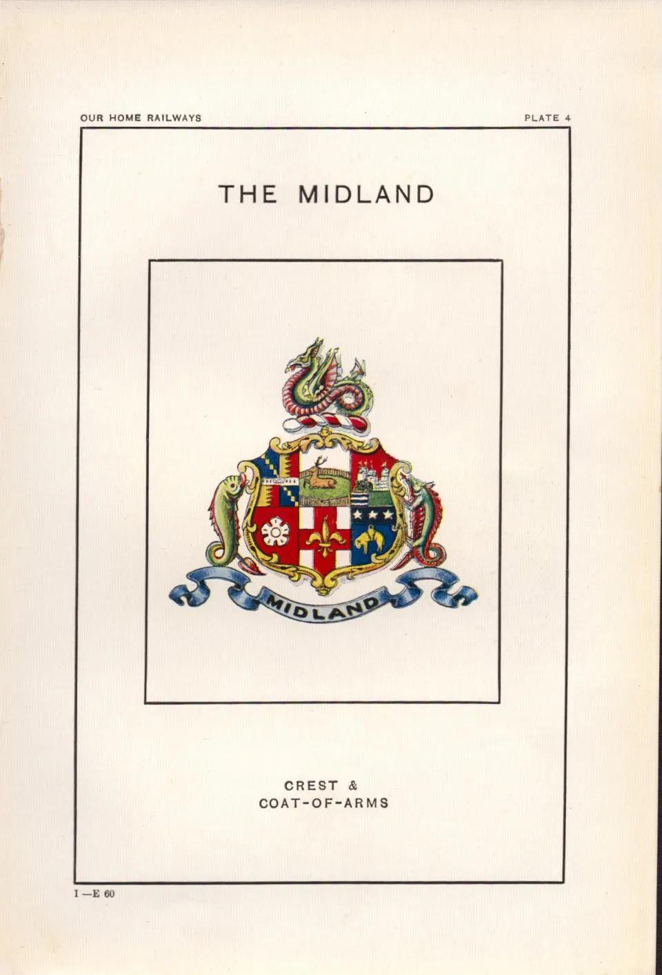The Midland  Railway Crest & Coat of Arms Antique Book Plate.