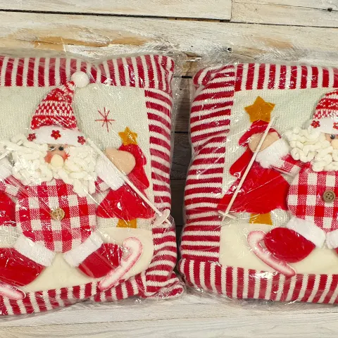 2 x 3D Luxury Santa Skiing cushions, 35cm x 35cm  Rrp £35.98