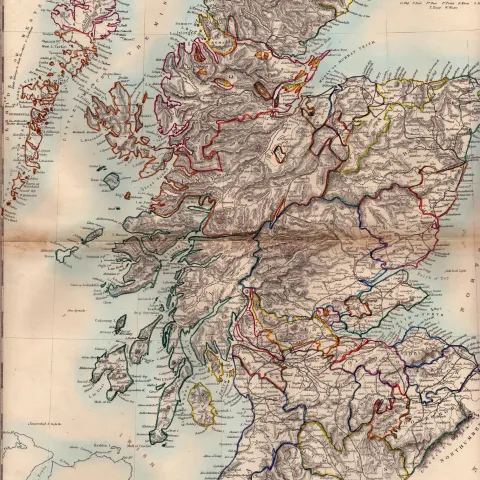 Scotland Including The Highlands Antique Detailed Victorian c1850 Map.