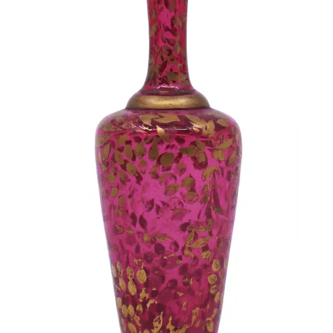 Antique Early 19th c. Gilded Cranberry Glass Vase