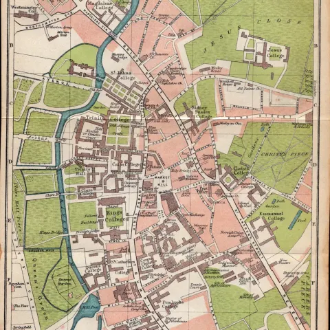 Cambridge City Centre Road Plan Vintage 1924 Map.