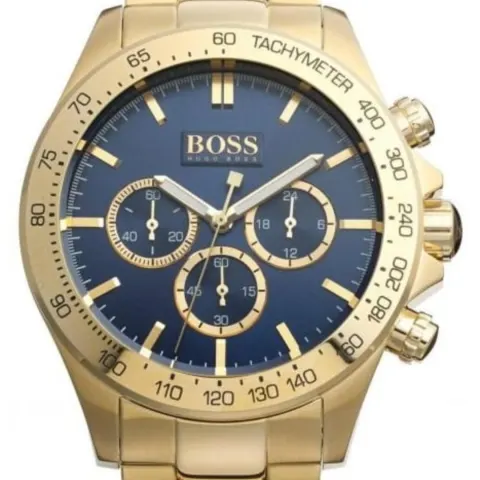 Hugo Boss Men's Ikon Blue Dial Gold Bracelet Chronograph Watch 1513340