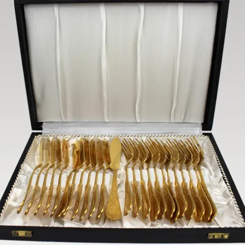 Vintage German Solingen Gold-Plated 12 Place Fish Flatware Canteen