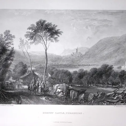 J.M.W Turner Hornby Castle Yorkshire Antique Steel Engraving-89-TR