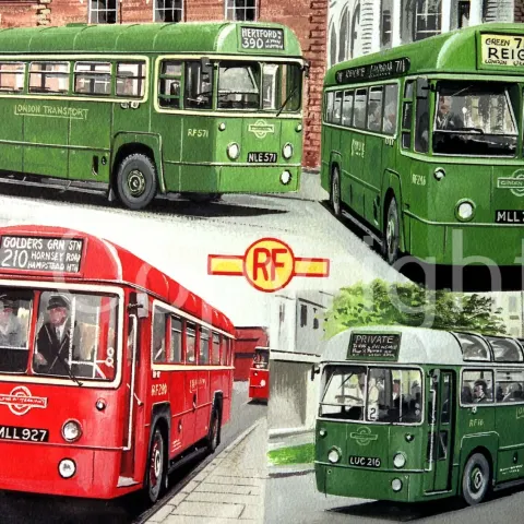 London Transport RF Bus Nostalgic Vintage Scene Metal Wall Art