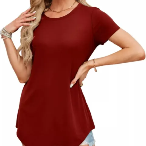 7 x Women's Summer Tunic Top, Casual Loose Fit Crewneck Lb1a sku-4094