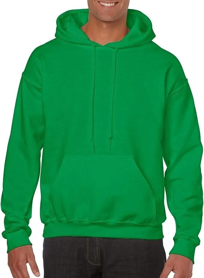 10 x Plain Hooded Sweatshirts Green Mens Heavyweight Hoodie Casual