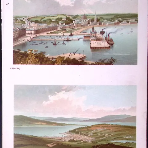 Scotland The Clyde and Rothesay Bay Antique Coloured Print-23