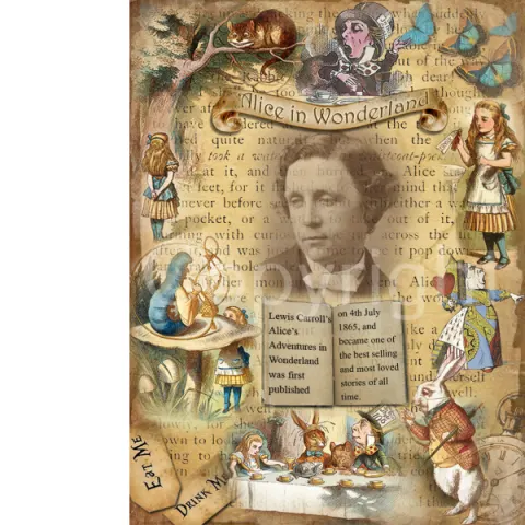 Alice In Wonderland The Story Begins Designed Quote Large Metal Wall Art