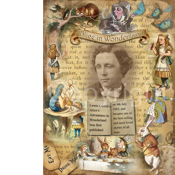 Alice In Wonderland The Story Begins Designed Quote Large Metal Wall Art