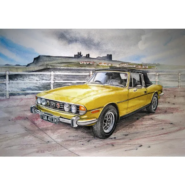 Triumph Stag At Whitby  Large Metal Wall Art