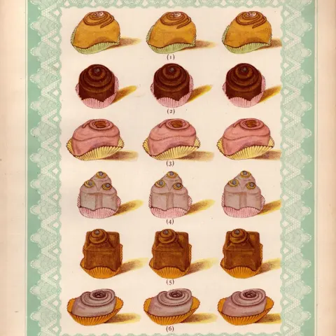 Petits Fours Glaces 3 T Percy Lewis & A.G Bromley Antique Chromolithograph Print