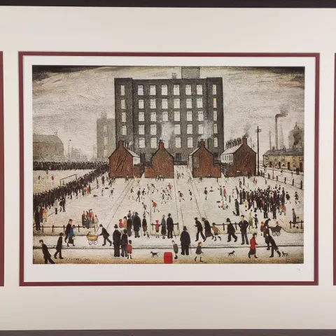 L.S. Lowry Limited Edition "Saturday Afternoon" With Certification.
