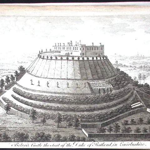 Lincolnshire Belvoir Castle Rare Georgian Copper Antique 1776 Engraving-98.
