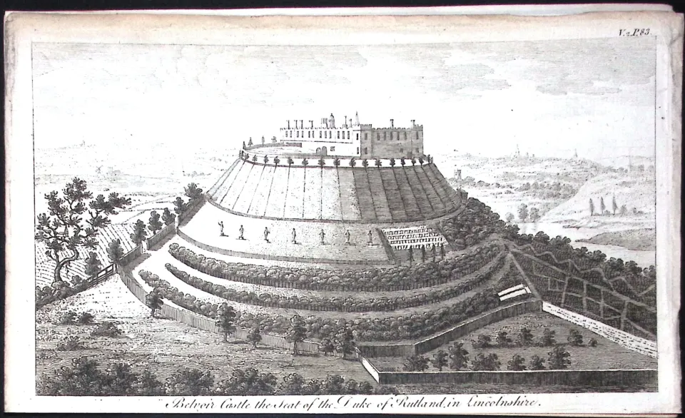Lincolnshire Belvoir Castle Rare Georgian Copper Antique 1776 Engraving-98.
