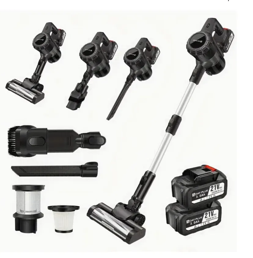 Cordless Stick Vacuum Cleaner – 15KPA Strong Suction, 65-Min Runtime, Tangle-Free Brush, HEPA Filter