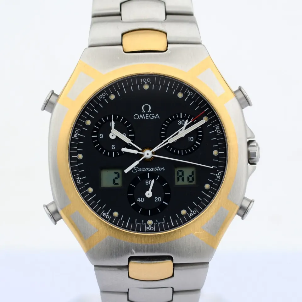 Omega / Seamaster Polaris Chronograph - Gentlemen's Gold/Steel Wristwatch