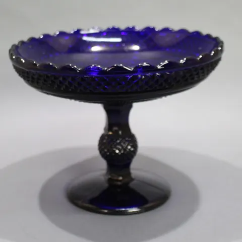 Vintage French Bristol Blue Glass Footed Comport