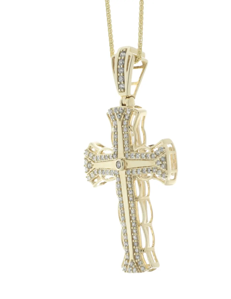 10ct Yellow Gold Diamond Cross Pendant And 18" Chain 1.00 Carats