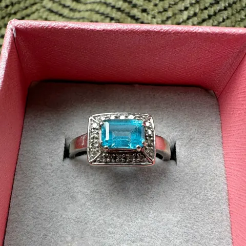 Blue Topaz & Diamond Ring