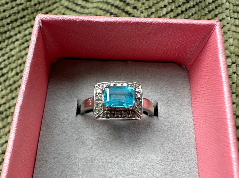 Blue Topaz & Diamond Ring
